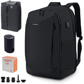 Vacuum Backpack Travel Seal Compression: Vacpack with Electric Air Pump Carry on Expandable Back Pack System for Laptop Hiking Business Water Resistant Lightweight Black