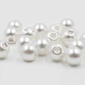 50Pcs Pearl Buttons 8mm Tiny White Pearl Sewing Buttons Embellishments for Shirt Cardigan DIY Crafts Scrapbooking,Cloth Decorations (White)