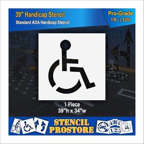 Parking Lot Stencil - 39" - ADA Handicap Stencil (4" Stroke) - 39'' x 34''x 1/8" (128 mil) - Pro-Grade