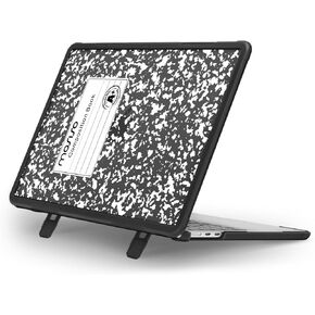 MOSISO Compatible with MacBook Air 13 inch Case 2025 2024 2023 2022 M4 A3240 M3 A3113 M2 A2681, Composition Book Heavy Duty Shockproof Hard Shell with Fold Kickstand for MacBook Air 13.6 inch, Black