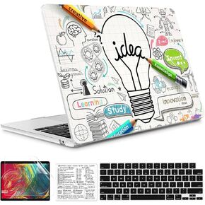 Black Map Case Compatible with MacBook Air 13.6 inch 2022-2024 Release A2681 M2 A3113 M3 Hard Plastic Shell Cover w/Mac OS Keyboard Sticker & Keyboard Cover (World Map)