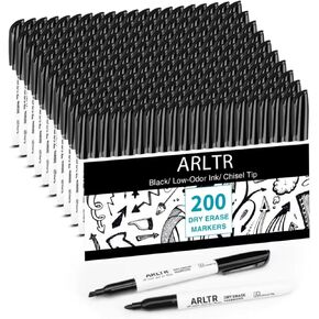 Dry Erase Markers Bulk 200 Pack, Black Whiteboard Markers with Chisel Tip, Low Odor Dry Erase Markers for School Office Home