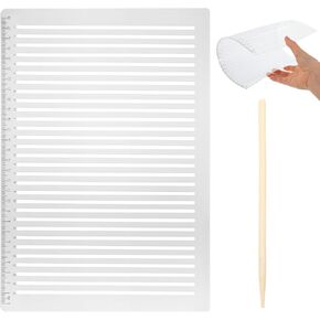 Straight Line Stencil Plastic Clear 0.35Inch Spacing Line Stencils College Ruled Drawing Lettering Guide Scale Writing Calligraphy Ruler for Paper Card Aids(11.69× 8.07 Inches)