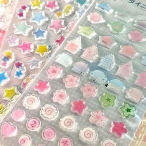 2Sheets Cute Deco Stickers Flower Star Heart House Number Sticker Kawaii Floral Stars Numbers Stickers for Water Bottles Scrapbooking Journaling Sticker DIY Craft Phone Case Album