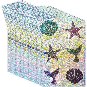 360 Pcs Sparkle Mermaid Stickers Sheet Holographic Under The Sea Theme Stickers Ocean Glitter Labels for Mermaid Party Favors Baby Showers School Rewards