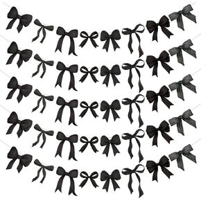 Pasimy 5Pcs Blue Bow Garland Banner Coquette Bow Birthday Party Decoration Ribbon Garland for Women Baby Shower Gender Reveal Wedding Bridal Engagement Proposal Coquette Party Decoration Supplies