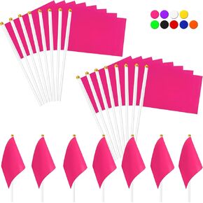 KERDA 25 Pack Solid Orange Flags Small Mini Orange DIY Graffiti Flags on Stick,Party Decorations for Grand Opening,Kids Birthday,Carnival,5x8 Inches