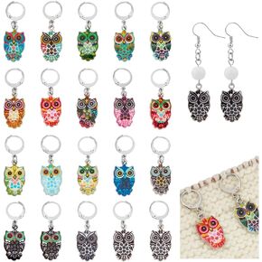 NBEADS 20 Pcs Enamel Crochet Stitch Marker, 1.5inch Alloy Enamel Stitch Marker Owl Removable Crochet Charms for Weaving Sewing Jewelry Making Crafts