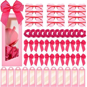 48 Pcs Pink Party Favors Pack Goodie Boxes Include Heart Rimless Sunglasses Satin Hair Bands Pink Bow Hairpins Bulk Gifts for Women Birthday Party Decoration Supplies