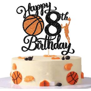 Rsstarxi 1 Pack Happy 11th Birthday Cake Topper Black Glitter Basketball Sports Cake Pick Cheers to 11 Years Cake Decorations for Basketball Theme Birthday Party Supplies