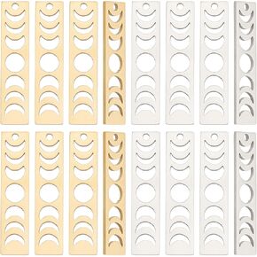 SUNNYCLUE 1 Box 0.6/pc Moon Phase Charms Stainless Steel Moon Lunar Charm Lucky Crescent Laser Cut Hollow Bar Pendants for Jewelry Making DIY Earrings Bracelet Necklace Craft Women