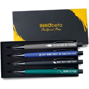 InnoBeta Fishing Gifts for Men Guys, Unique Fishing Ballpoint Pen Set of 4, Perfect for Dad, Husband, Coworkers, Friends