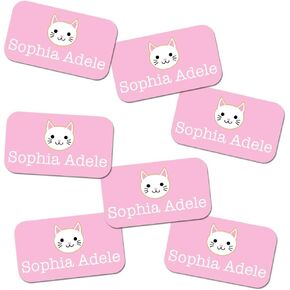 Label Daddy, School Girl Style Name Tags, Water Proof Name Labels for School, Name Tag Stickers for Kids School Items for Camping Trips, Extra Small Labels, Strawberry Design, 75 Ct