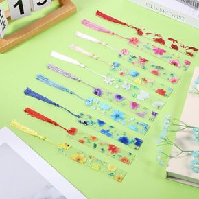 Acrylic Bookmarks for Women 10 Pcs Clear Flower Resin Bookmark Pretty Floral Bookmark with Tassels Cute Transparent Page Marker for Book Lovers Women Readers School-Opening Graduation Gifts