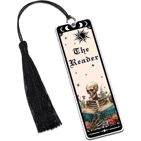 Skeleton Horror Bookmark Halloween Bookmarks Dark Romance Book Marks for Reading Women Men Book Lovers Gifts Funny Gothic Horror Booktok Accessories Boo Basket Stuffers The Reader