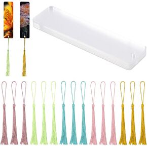 15Pcs Personalized Tassels Blank Bookmark, Sublimation Blanks Bookmarks,Acrylic Double Side Heat Transfer Printing Sublimation Blanks Bookmarks with Colorful Tassels for Making Crafts, Souvenirs
