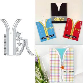 2pcs Zippers Metal Dies Cutting Die Cuts, 2pcs Zippers Cutting Dies Embossing Stencils DIY Crafts Cards Cutting Dies Cut for DIY Embossing Card Making Photo Decorative Paper Dies Scrapbooking