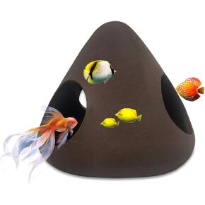WishLotus Ceramic Shrimp Cave, Aquarium Shrimp Hideout with Holes, Aquarium Cave for Shrimps Small Fish Marine Fish, Betta Fish Cave for Small Shrimp to Rest Breeding and Hiding (Triangular)