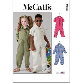 McCall's Children's Oversized Boiler Jumpsuit Sewing Pattern Packet, Design Code M8567, Sizes 3-4-5-6-7-8, Multicolor