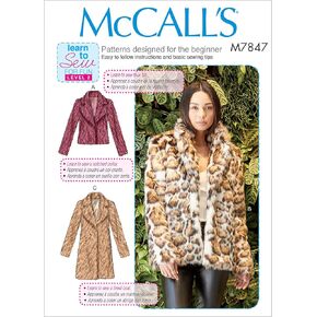 McCall Pattern McCall's Learn Women's Waist and Thigh Length Coat, Sizes Sewing Pattern, Xs-s-m-l-xl