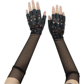 Red Princess Gloves Mesh Sleeves Halloween Princess Costume Accessories