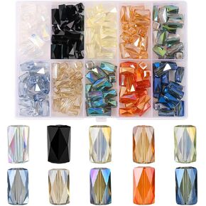 Novborcz150Pcs Crystal Glass Beads Bar Cuboid Tube Straight Spacer for Bracelet Necklace Jewelry Making DIY Crafting Findings - 12X6mm