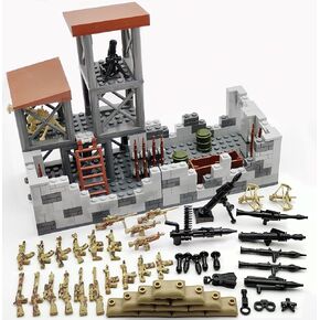 Military Base Building Block Sets for Army Minifigure War Accessories,Flexible and Movable Military Guard Tower Guns Weapons Toys for Kids,MOC Small Particle Assembled Building Blocks