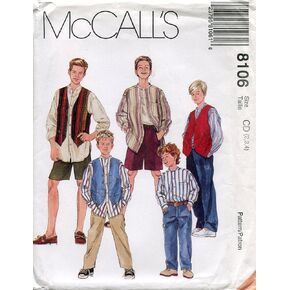 McCall's Pattern 8106 Boys' Shirt, Vest, Pants and Shorts, Size CD (2-3-4)