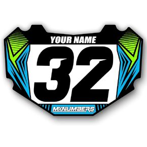 MxNumbers- BMX Plate Decal Sticker Insert - Fits STACYC Plate | Multicolored Bike Race Graphics | Custom with Your Name, Number & Colors