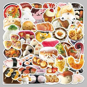 55Pcs Cartoon Food Hot Dog Stickers for Kids - Cute Vinyl Hot Dog Party Decorations, Gifts for Women & Men (Hotdog)