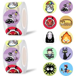 Pounchi Pixel Soot Sprite Dot Stickers (1000 Pcs inch) Cute Anime PVC Reward Sticker in 2 Rolls 10 Designs Gifts for Teacher School Supplies Laptop Water Bottle for Teens Kids