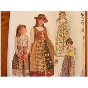 McCalls 8415 Girls Jumper with Button Opening Sewing Pattern Size 4-5-6 Girls Jumper