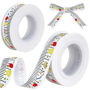 2 Pack Ruler Ribbon for Craft 10 Yard Teacher Measuring Tape Ribbon Cotton Measure Cloth Seamstress Tape School Themed Crafts and Gifts Supply(Ruler,White)