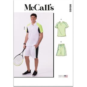 McCall's M8485AA Men's Knit Polo Tops and Shorts Sewing Pattern Packet, Design Code M8485, Sizes 34-36-38-40-42