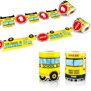 65.6ft School Bus Bulletin Board Borders, 2 Styles Cartoon Bus Die-Cut Trim Roll for Back to School Classroom Chalkboard Party Decorations