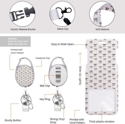 Cute Cherry ID Badge Holder Badge Reel Lanyards for ID Badges Work Vertical Protector Retractable Carabiner Clips Heavy Duty Key Lanyard for Women Mentor Actor Manager Accountant Office Gifts in Saudi Arabia