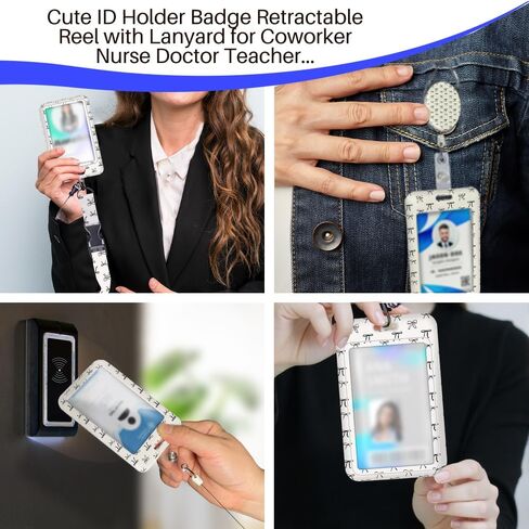 Cute Cherry ID Badge Holder Badge Reel Lanyards for ID Badges Work Vertical Protector Retractable Carabiner Clips Heavy Duty Key Lanyard for Women Mentor Actor Manager Accountant Office Gifts in Saudi Arabia