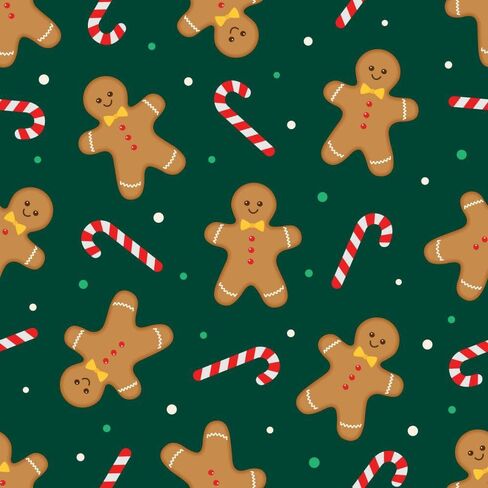44 x 36 Christmas Gingerbread Dance Candy Canes on Green 100% Cotton Fabric by The Yard in Saudi Arabia