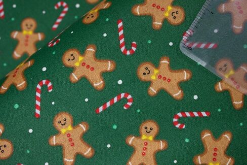 44 x 36 Christmas Gingerbread Dance Candy Canes on Green 100% Cotton Fabric by The Yard in Saudi Arabia