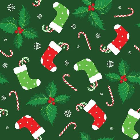 44 x 36 Christmas Gingerbread Dance Candy Canes on Green 100% Cotton Fabric by The Yard in Saudi Arabia