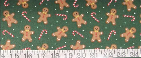 44 x 36 Christmas Gingerbread Dance Candy Canes on Green 100% Cotton Fabric by The Yard in Saudi Arabia