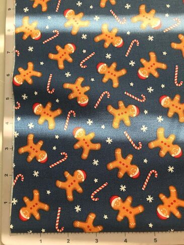 44 x 36 Christmas Gingerbread Dance Candy Canes on Green 100% Cotton Fabric by The Yard in Saudi Arabia