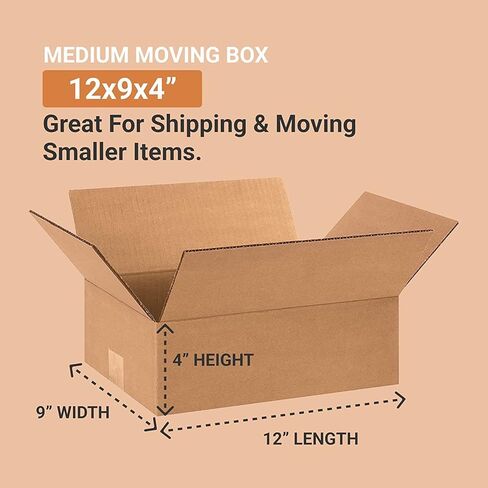 AVIDITI Shipping Boxes Flat 12"L x 9"W x 3"H, 25-Pack | Corrugated Cardboard Box for Moving, Mailing, Packing and Storage 12x9x3 in Saudi Arabia