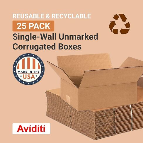 AVIDITI Shipping Boxes Flat 12"L x 9"W x 3"H, 25-Pack | Corrugated Cardboard Box for Moving, Mailing, Packing and Storage 12x9x3 in Saudi Arabia