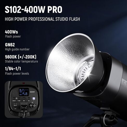 NEEWER 600Ws Studio Monolight Flash Light Kit: 2 Pack S101-300W 5600K الأضواء القوية مع مصابيح النمذجة 150W / Bowens Mount / Softboxes / Stands، عاكس / RT-16 Trigger / حقيبة لمنتج التصوير الفوتوغرافي in Saudi Arabia