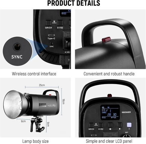 NEEWER 600Ws Studio Monolight Flash Light Kit: 2 Pack S101-300W 5600K الأضواء القوية مع مصابيح النمذجة 150W / Bowens Mount / Softboxes / Stands، عاكس / RT-16 Trigger / حقيبة لمنتج التصوير الفوتوغرافي in Saudi Arabia