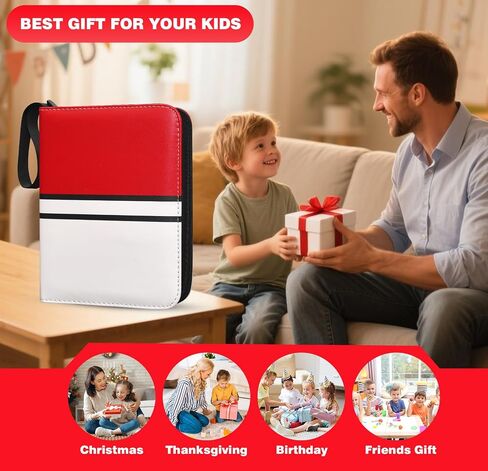 Trading Card Binder 4 Pocket - 55 Sheets Holds 440 Cards, Zippered Card Holder with Carry Handle, 3-Ring Card Collection Binder for Standard Size Cards, Portable Storage & Display Case in Saudi Arabia
