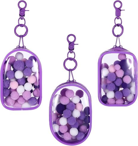 3 Packs Clear Figure Display Bag with Keychain with 3 Sgapes,Waterproof&Dustproof Blind Box Keychain Pouch with Zipper, Positive Doll Storage Bag for Collectibles(Purple) in Kuwait
