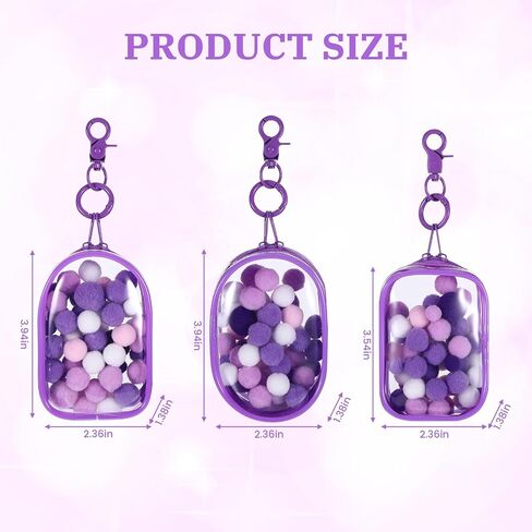 3 Packs Clear Figure Display Bag with Keychain with 3 Sgapes,Waterproof&Dustproof Blind Box Keychain Pouch with Zipper, Positive Doll Storage Bag for Collectibles(Purple) in Kuwait
