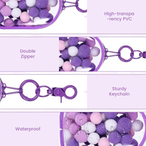 3 Packs Clear Figure Display Bag with Keychain with 3 Sgapes,Waterproof&Dustproof Blind Box Keychain Pouch with Zipper, Positive Doll Storage Bag for Collectibles(Purple) in Kuwait